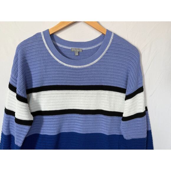 T By Talbots Tunic Sweater Womens Size Large Sporty Stripe Colorblock Blue - Picture 3 of 11